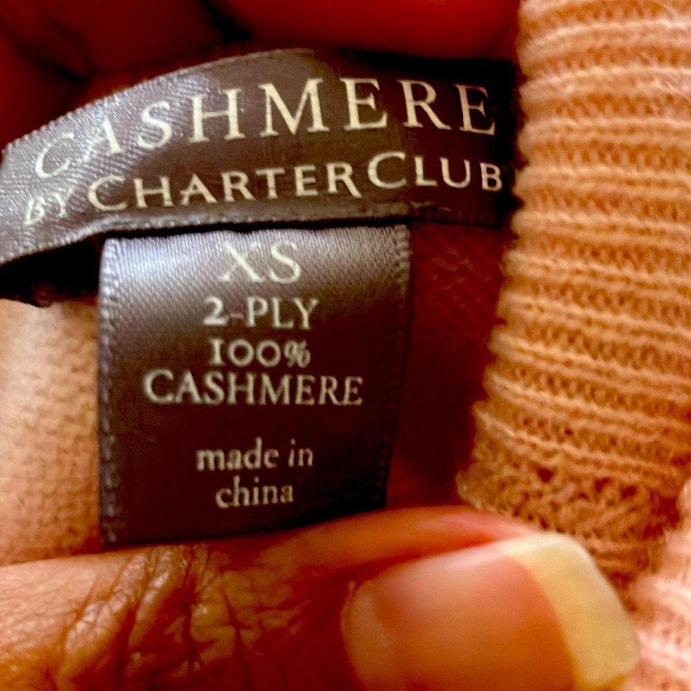2 ply cashmere sweater by charter club from Macy’s.Never worn. Xsmall blush pink